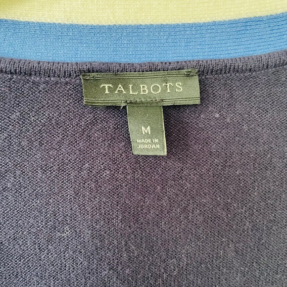 Talbots Size M Pearl Buttons Navy Blue Sweater size M - Picture 2 of 11